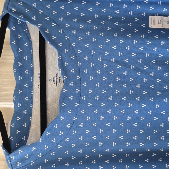 CROFT AND BARROW WOMEN'S PLUS SIZE BLUE & WHITE SHORT SLEEVES COTTON TOP SIZE 3X - Picture 3 of 12